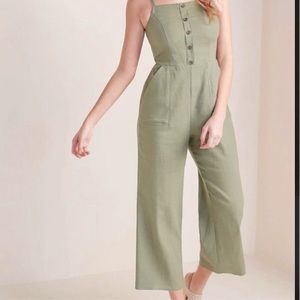 Old Navy button front jumpsuit in olive green